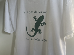 T-Shirt Blanc XL y&rsquo;a pas de lézard impression en vert