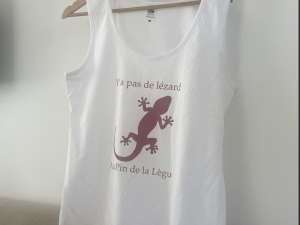 Débardeur blanc pour femme Y&rsquo;a pas de lézard impression Rose foncé